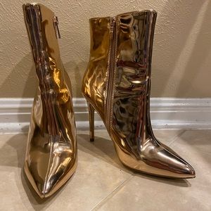 Gold Metallic Heeled Booties
